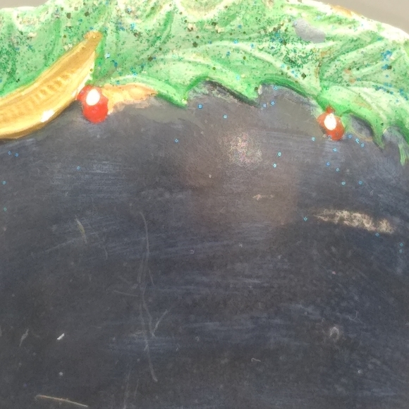 Light-Up Holly Wreath Snowy Village Starry Night Ceramic Vintage Christmas Decor - Picture 10 of 16